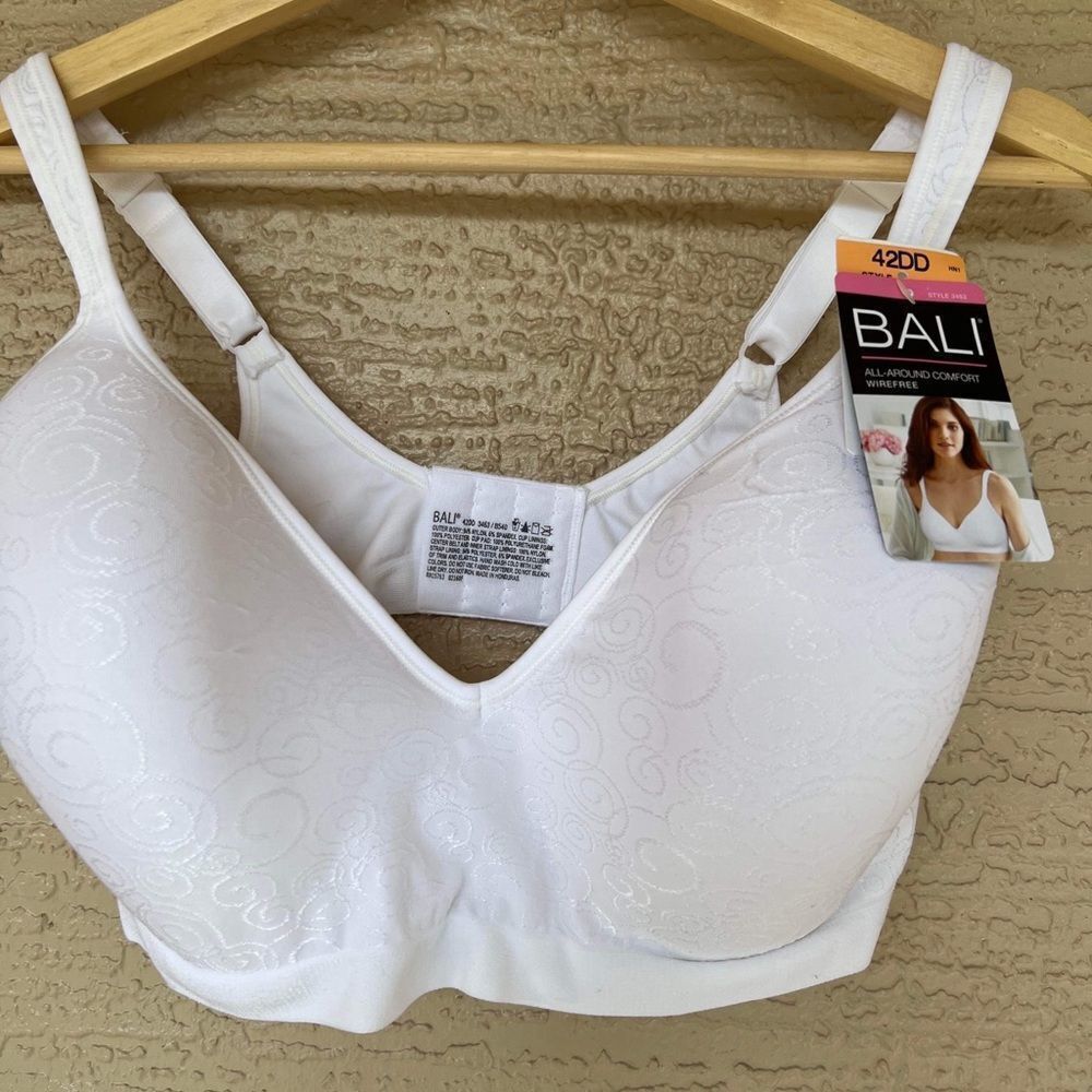 Bali DF3463 White Swirl Comfort Revolution Wireless Bra - US 42DD